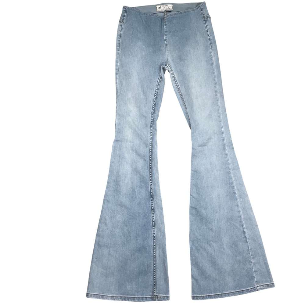 Free People Flare Jeans Womens 25 Light Blue Just Float‎ On Bell Bottom Pull On